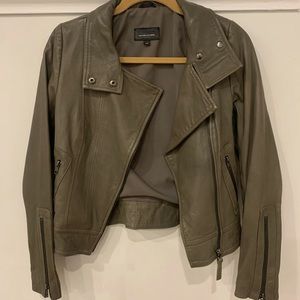 Mackage army green leather biker jacket